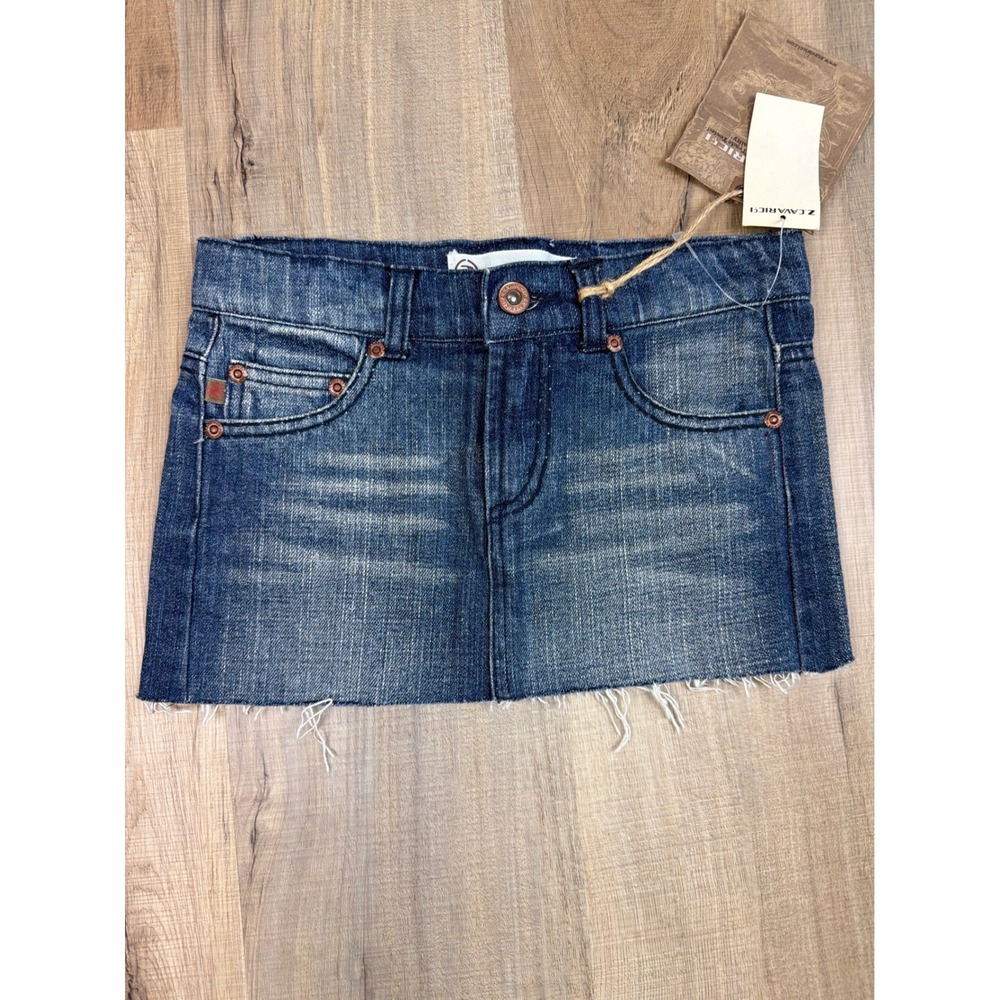 Z. Cavaricci Vintage Y2K Denim Mini Skirt Low Rise Frayed Hem Blue Size 5 NWT